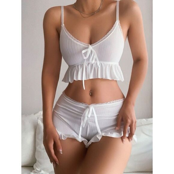 Soft & Cozy Ruffle Trim Sleepwear Lingerie Set - Picture 6 of 8